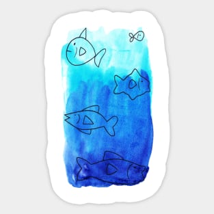 Gradient Watercolor Fish Sticker